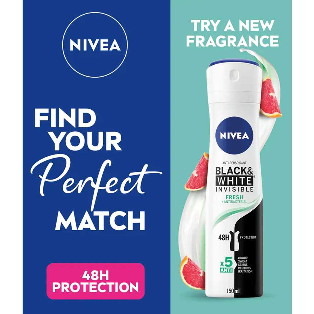 Nivea Black & White Invisible Anti-Perspirant Deodorant Clear Female